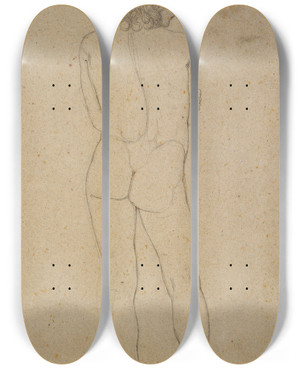 Triptych art skateboard deck of Franz Pforr Nude Of A Boys Back by Franz Pforr (1788-1812)