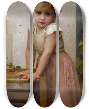 Triptych art skateboard deck of William Bouguereau Yvonne by William Bouguereau (1825-1905)