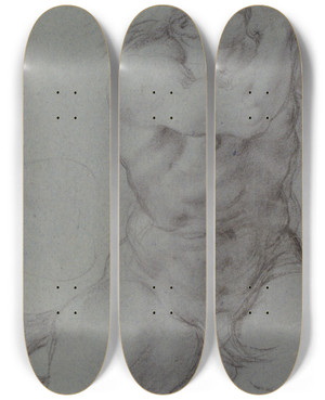 Triptych art skateboard deck of Annibale Carracci Triton Sounding A Conch Shell by Annibale Carracci (1560-1609)