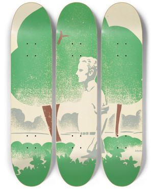 Triptych art skateboard deck of Beard Hiking by Beard (20-)