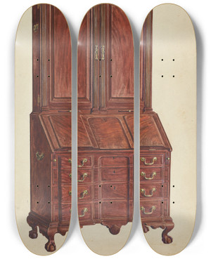 Triptych art skateboard deck of Francis Borelli Cabinettop Desk by Francis Borelli
