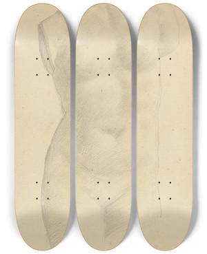 Triptych art skateboard deck of Alphonse Legros Torso by Alphonse Legros (1837-1911)