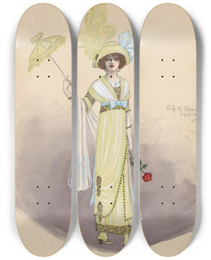 Triptych art skateboard deck of Will R Barnes Untitled_63 by Will R Barnes (1939)