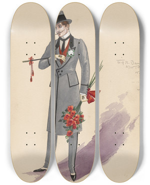Triptych art skateboard deck of Will R Barnes Untitled_24 by Will R Barnes (1939)
