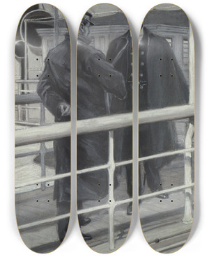 Triptych art skateboard deck of Arthur Rackham The Grey Lady Pl 2 by Arthur Rackham (1867-1939)