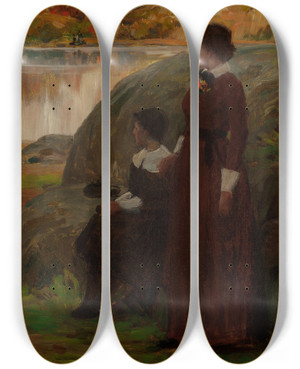 Triptych art skateboard deck of Charles Yardley Turner Expectation by Charles Yardley Turner (1850-1918)