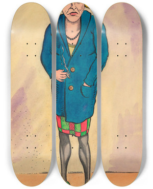 Triptych art skateboard deck of Karl Wiener Verfall by Karl Wiener (1901-1949)