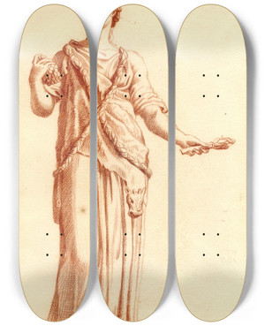 Triptych art skateboard deck of Cornelis Pronk Beeld Van Een Maenade by Cornelis Pronk (1691-1759)