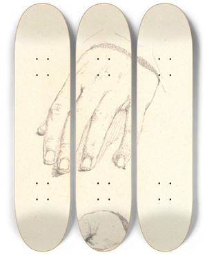 Triptych art skateboard deck of Christen Kbke Studier Af Hnder by Christen Kobke (1810-1848)
