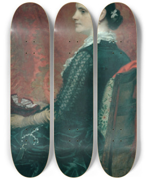 Triptych art skateboard deck of Thomas Hicks Mrs Thomas Hicks by Thomas Hicks (1823-1890)