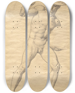 Triptych art skateboard deck of Kenyon Cox Mercury by Kenyon Cox (1856-1919)