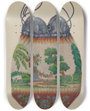 Triptych art skateboard deck of Cornelius Christoffels Beaded Bag_2 by Cornelius Christoffels (1879-1960)