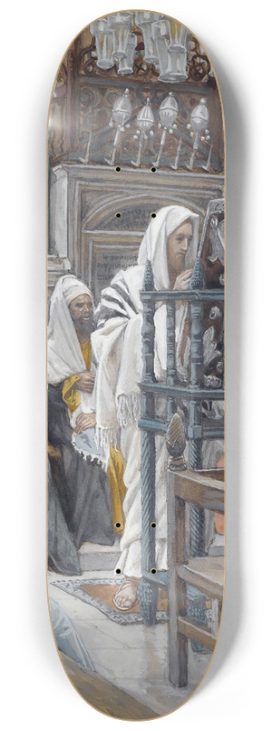 James Tissot - Jesus Unrolls the Book in the Synagogue 8.25 inch art skate deck