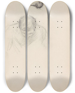Triptych art skateboard deck of Signe Scheel Johan Christian Rder Scheel Bror by Signe Scheel (1860-1942)