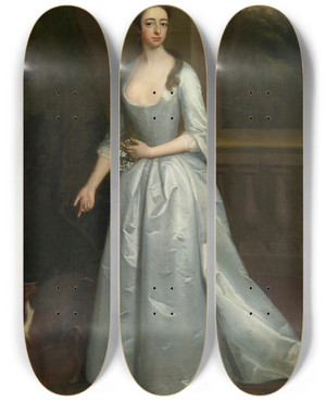 Triptych art skateboard deck of Enoch Seeman Lady Henrietta Spencer by Enoch Seeman (1694-1744)