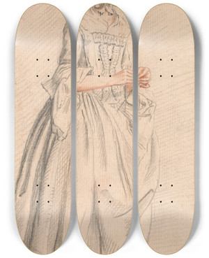 Triptych art skateboard deck of Paul Sandby Lady Maynard by Paul Sandby (1731-1809)