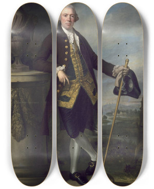 Triptych art skateboard deck of Francis Cotes William Denison by Francis Cotes (1726-1770)