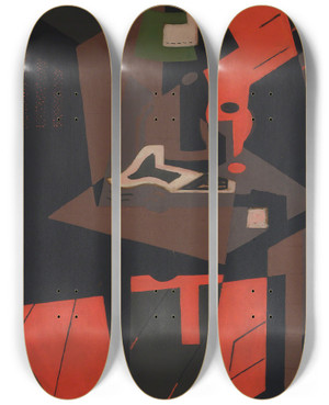 Triptych art skateboard deck of Mara Blanchard Still Life With Red Lamp by Maria Blanchard (1881-1932)