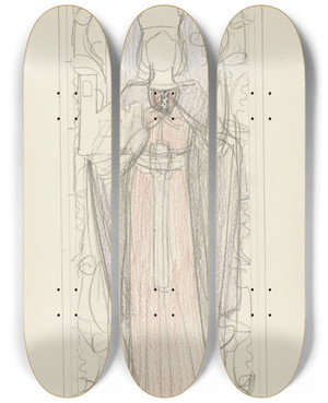 Triptych art skateboard deck of Antoon Derkinderen Amsterdamse Stedenmaagd by Antoon Derkinderen (1859-1925)