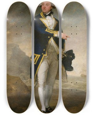 Triptych art skateboard deck of Gilbert Stuart Captain John Gell by Gilbert Stuart (1755-1828)
