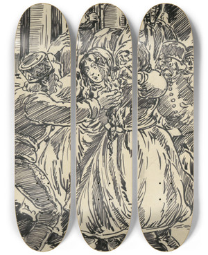 Triptych art skateboard deck of Andrej Kovik 6 Nos by Andrej Kovacik