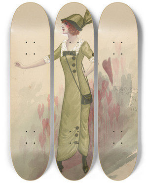 Triptych art skateboard deck of Will R Barnes Act Iadelaide by Will R Barnes (1939)
