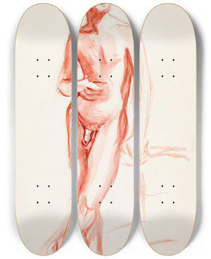 Triptych art skateboard deck of Magnus Enckell Poseeraava Alaston Mies by Magnus Enckell (1870-1925)