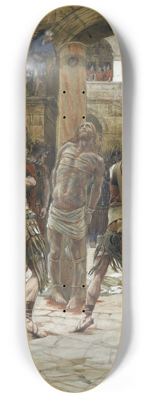 James Tissot - The Scourging on the Front 8.25 inch art skate deck