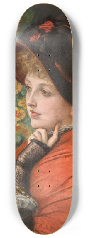 James Tissot - Type of Beauty; Portrait of Mrs. Kathleen Newton 8.25 inch art skate deck James Tissot - Type of Beauty; Portrait of Mrs. Kathleen Newton 8.25 inch art skate deck