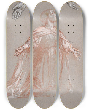 Triptych art skateboard deck of Isidore Pils Sainte Clotilde by Isidore Pils (1815-1875)