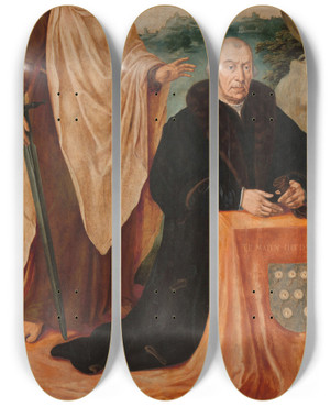 Triptych art skateboard deck of Maarten Van Heemskerck Sibylla Erythrea by Maarten Van Heemskerck (1498-1574)
