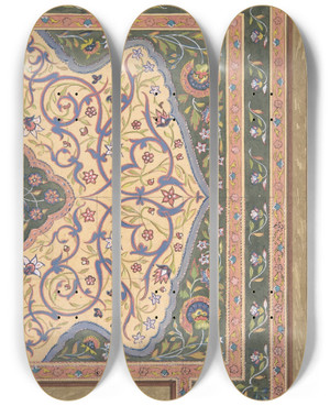 Triptych art skateboard deck of Julesedmondcharles Lachaise Islamic Ceiling Design For Deepdene Dorking Surrey by Jules-Edmond-Charles Lachaise (1897)