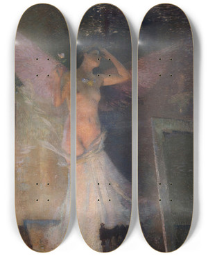 Triptych art skateboard deck of Henri Martin La Muse Du Peintre by Henri Martin (1860-1943)