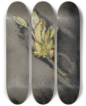 Triptych art skateboard deck of Carel Adolph Lion Cachet Bloem V by Carel Adolph Lion Cachet (1864-1945)
