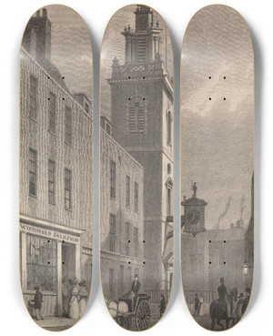 Triptych art skateboard deck of Robert Acon St James Garrick Hill by Robert Acon