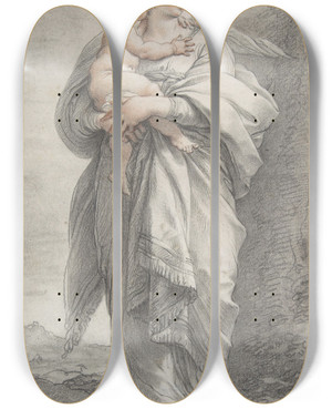 Triptych art skateboard deck of Giuseppe Cades Virgin And Child by Giuseppe Cades (1750-1799)