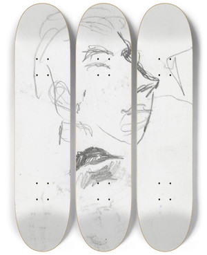 Triptych art skateboard deck of Ludvig Karsten Mannshode_3 by Ludvig Karsten (1876-1926)