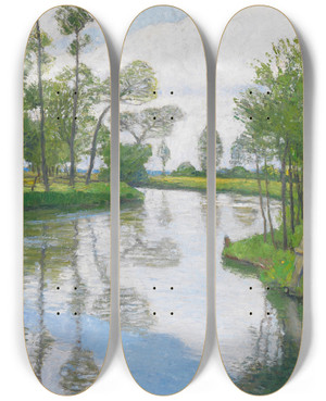 Triptych art skateboard deck of Otto Modersohn Fluufer by Otto Modersohn (1865-1943)