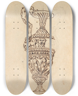 Triptych art skateboard deck of Benjamin West Study Of A Vase_11 by Benjamin West (1738-1820)