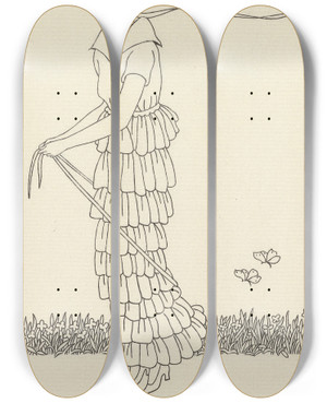 Triptych art skateboard deck of Monogrammist Mfn Robe De Nansouk_2 by Monogrammist Mfn