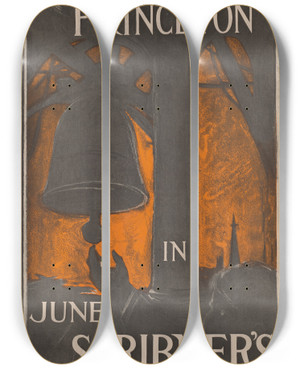 Triptych art skateboard deck of Frank Berkeley Smith Princeton In June Scribners By James W Alexander by Frank Berkeley Smith (1869-1931)
