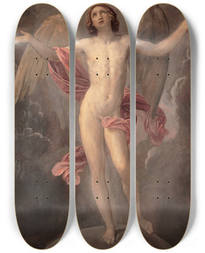 Triptych art skateboard deck of Guido Reni Blessed Soul by Guido Reni (1575-1642)