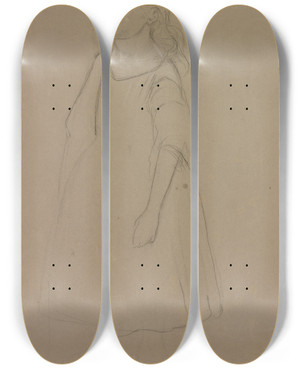 Triptych art skateboard deck of Victor Mller Stehendes Mdchen Nach Links Gewandt by Victor Muller (1829-1871)