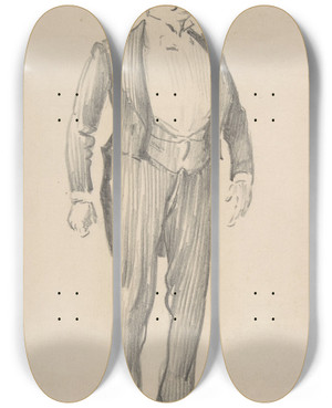 Triptych art skateboard deck of George Du Maurier Conductor by George Du Maurier (1834-1896)