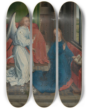 Triptych art skateboard deck of Rogier Van Der Weyden The Annunciation by Rogier van der Weyden (1399-1464)