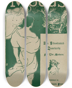 Triptych art skateboard deck of John Sloan Moods by John Sloan (1871-1951)