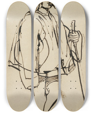 Triptych art skateboard deck of Sir David Wilkie Croatian Peasant by Sir David Wilkie (1785-1841)