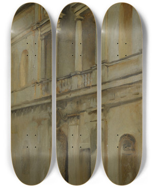 Triptych art skateboard deck of Edwin Austin Abbey Architecturalstudy_2 by Edwin Austin Abbey (1852-1911)