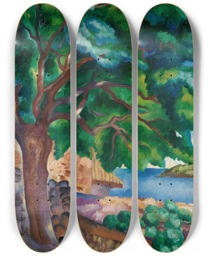 Triptych art skateboard deck of Ignaty Nivinsky Gurzuf Landscape by Ignaty Nivinsky (1881-1933)
