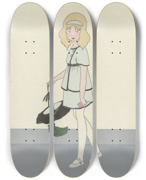 Triptych art skateboard deck of Ray Robe De Fillette by Ray